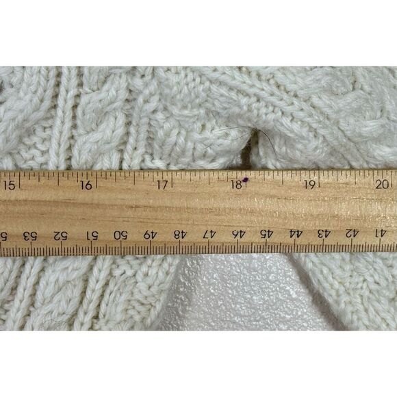 Irelands Eye Knitwear Dublin 100% Virgin Wool Cable Knit Quarter Zip Sweater L - Picture 9 of 9